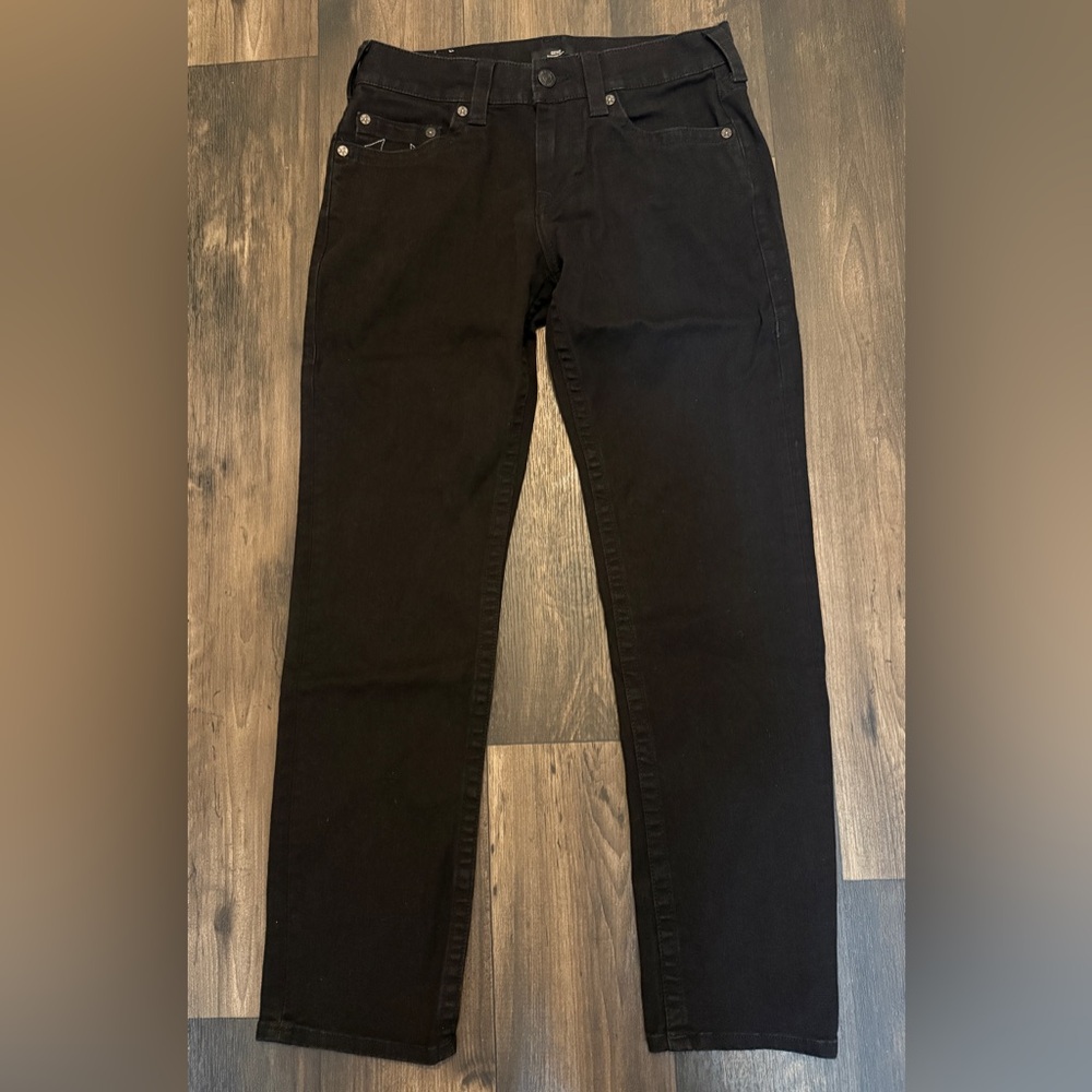 True Religion Men's Straight Jeans in Black